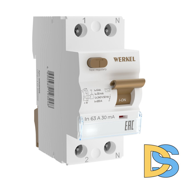 Устройство защитного отключения Werkel 1P+N 63 A 30 mА АС 6 kА W912P636