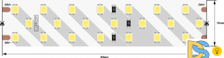 Лента светодиодная LUX, 2835, 252 LED/м, 24 Вт/м, 24В, IP33, Теплый белый (2700K)