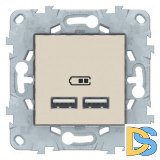 Розетка USB 2-ая (для подзарядки), Бежевый, серия Unica New, Schneider Electric