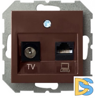 Розетка TV+RG45 (TV-F разъем) EPSILON коричневый