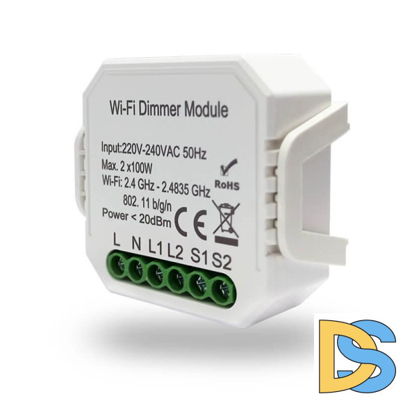 Wi-Fi реле-диммер двухканальное Denkirs 2x100Вт RL1004-DM