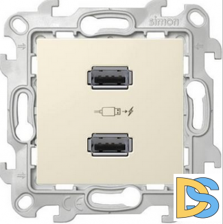 Розетка USB 2-ая 2100 мА (для подзарядки), цвет Слоновая кость,Simon 24