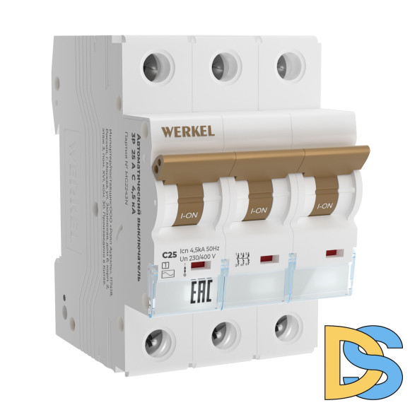 Автоматический выключатель Werkel 3P 25 A C 4,5 кА W903P254