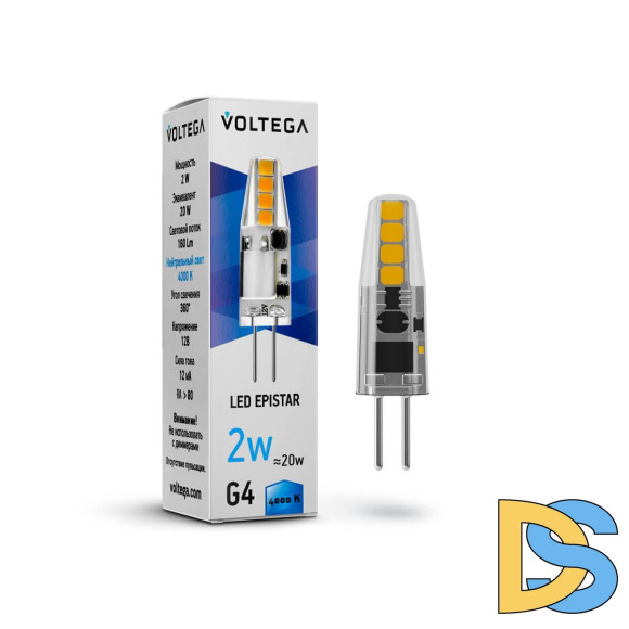 Лампа светодиодная Voltega G4 2W 4000K прозрачная VG9-K1G4cold2W-12 7143