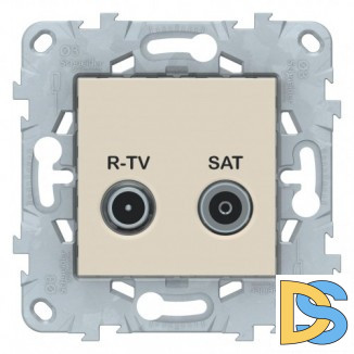 Розетка телевизионная проходная ТV-SAT, Бежевый, серия Unica New, Schneider Electric
