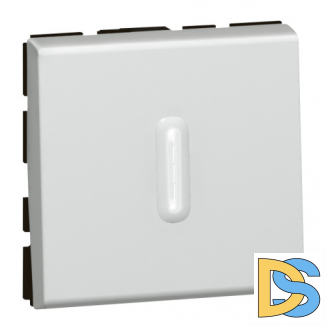 Переключатель 1кл проходной с подсветкой (2 модуля) Legrand Mosaic - белый 077012