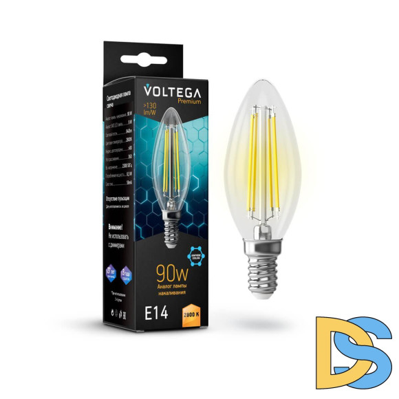 Лампа светодиодная Voltega E14 6,5W 2800K прозрачная VG10-C35E14warm9W-F 7134