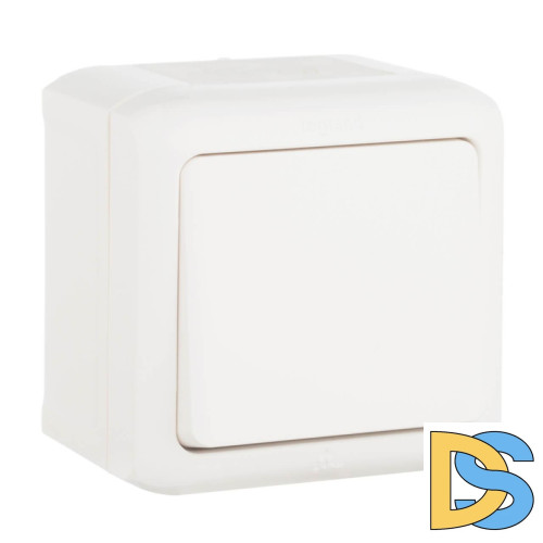 Выключатель одноклавишный кнопочный Legrand Quteo 6A 250V IP44 белый 782305