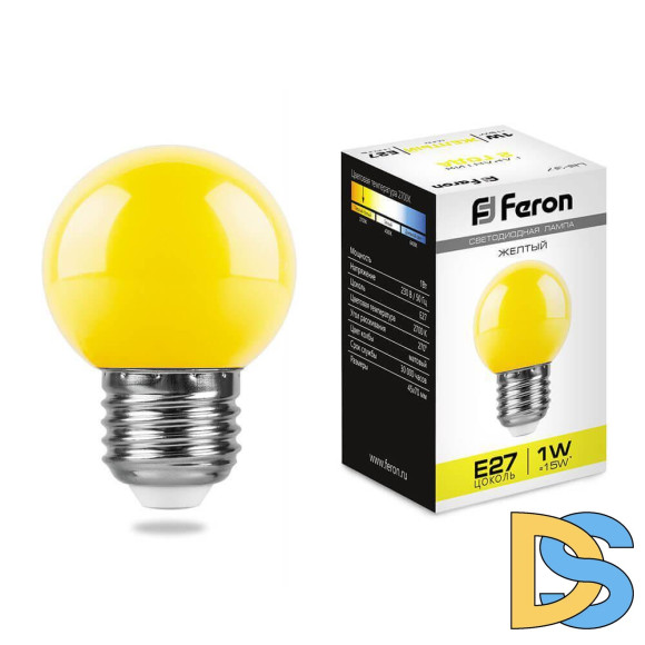 Лампа светодиодная Feron E27 1W желтая LB-37 25879