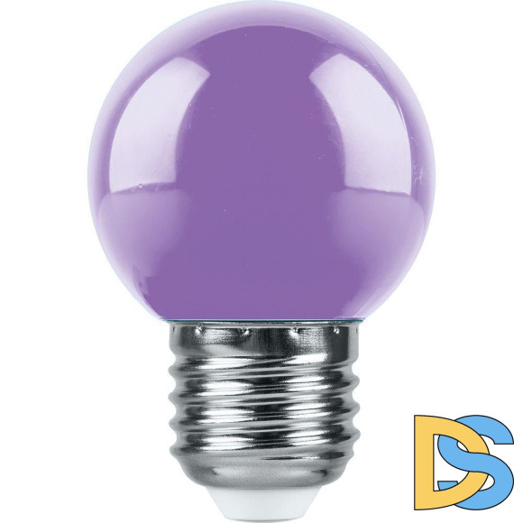 Лампа светодиодная Feron E27 1W RGB фиолетовый LB-37 38125