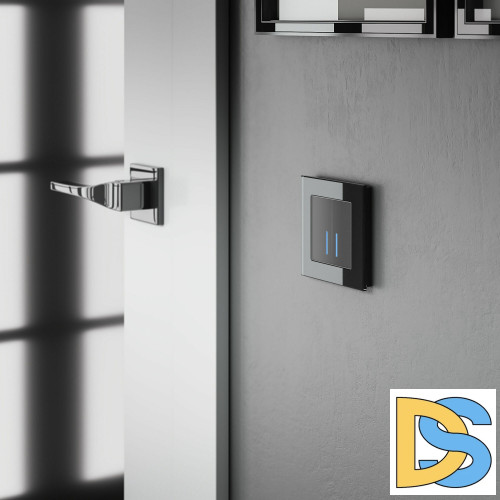 Сенсорный Выключатель двухклавишный Werkel с подсветкой 1000 Вт (черный) W4520008