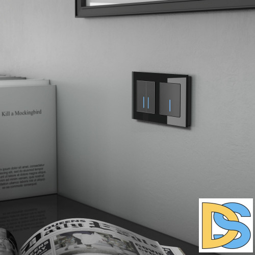 Сенсорный Выключатель двухклавишный Werkel с подсветкой 1000 Вт (черный) W4520008