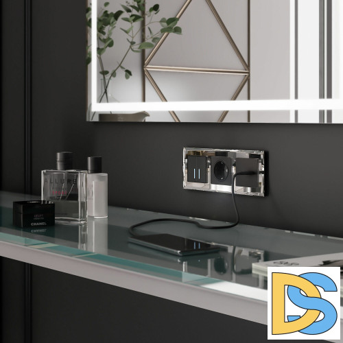 Сенсорный Выключатель двухклавишный Werkel с подсветкой 1000 Вт (черный) W4520008