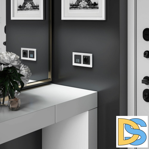 Сенсорный Выключатель двухклавишный Werkel с подсветкой 1000 Вт (черный) W4520008