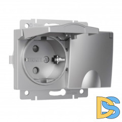 Розетка двойная влагозащ. с зазем. с защит. крышками и шторками (серебряный) W1172206