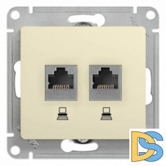Розетка компьютерная 2-ая кат.5е, RJ-45 (интернет), Молочный, серия Glossa, Schneider Electric