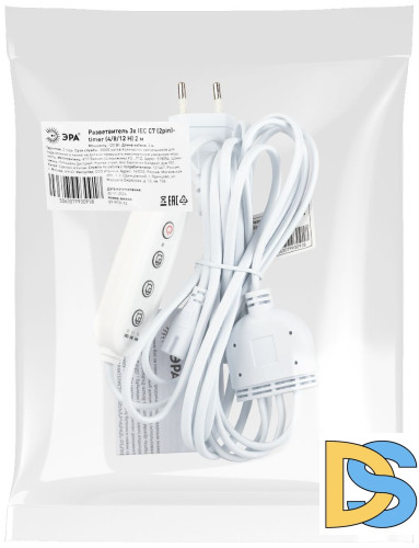 Разветвитель сетевой для линейных светильников Эра 3х IEC C7 2pin+timer (4/8/12 H) 2 м Б0066933