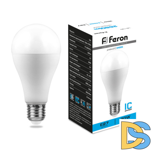 Лампа светодиодная Feron E27 30W 6400K груша матовая LB-130 38196