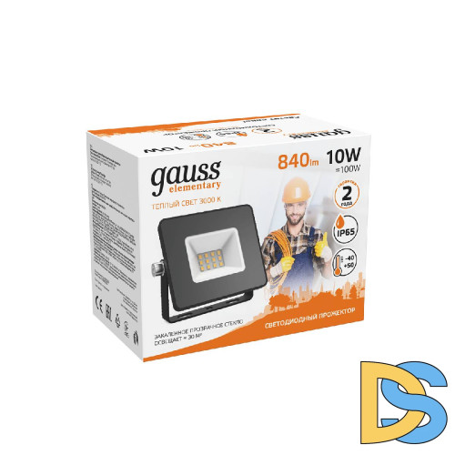 Прожектор светодиодный Gauss Elementary 10W 3000К 613527110