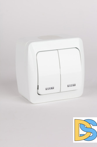 Выключатель двухклавишный с подсветкой ELBI Alsu 504-010200-203