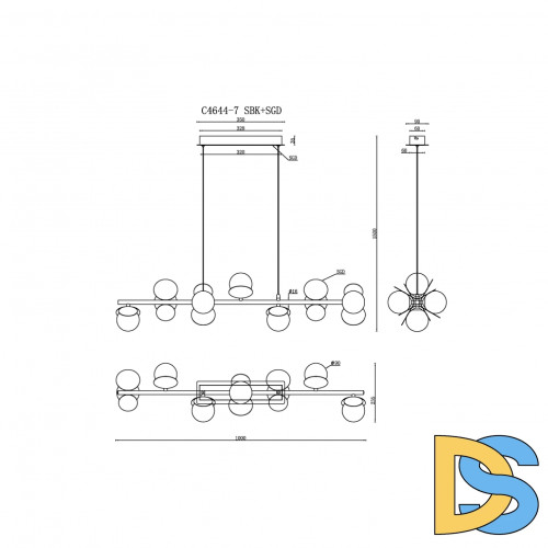 Подвесная люстра iLedex Savage C4644-7 MBK+SGD