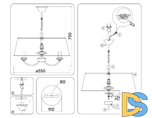 Подвесная люстра Ambrella Light High Light Ceramo Classic LH75021