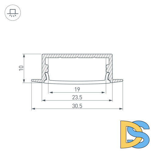 Алюминиевый профиль с экраном Arlight ARH-Wide-F-H10-2000 Anod+Opal 036769