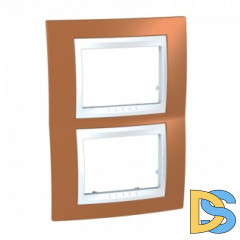 Рамка 2-ая (двойная) вертикальная, Оранжевый/Белый, серия Unica, Schneider Electric