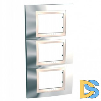 Рамка 3-ая (тройная) вертикальная, Серебро/Бежевый, серия Unica, Schneider Electric