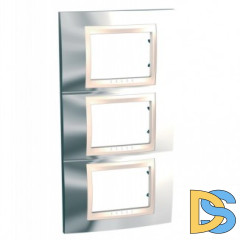 Рамка 3-ая (тройная) вертикальная, Серебро/Бежевый, серия Unica, Schneider Electric