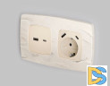 Лицевая панель для розетки с/з со шторками 2USB A+C Ambrella Volt Omega OP3100
