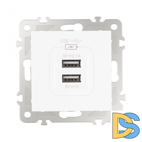 Розетка USB 2.1А+1А Arte Milano 206.46-1.white