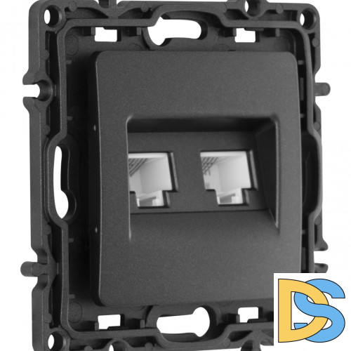 Розетка телефонная RJ11 + компьютерная RJ45 Arte Milano 217.44-1.black