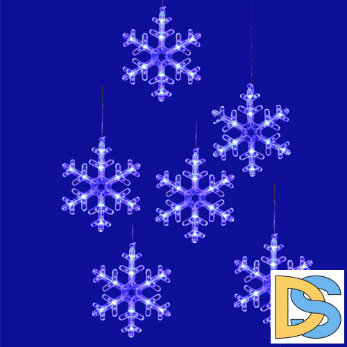 Светодиодная гирлянда Uniel занавес Снежинки-1 (UL-00007336) синий ULD-E1503-072/DTA Blue IP20 Snowflakes-3
