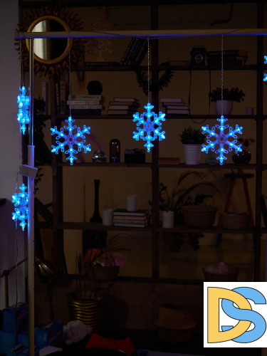 Светодиодная гирлянда Uniel занавес Снежинки-1 (UL-00007336) синий ULD-E1503-072/DTA Blue IP20 Snowflakes-3