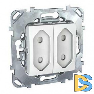 Розетка 2-ая электрическая без заземления с защитными шторками, Белый, серия Unica, Schneider Electric