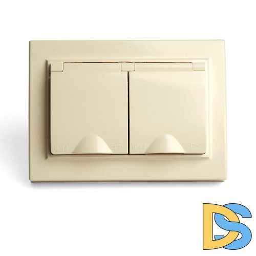 Розетка 2-местная с/з с крышкой Stekker Эрна PST16-9015-02 49137