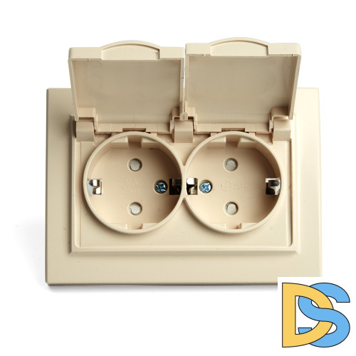 Розетка 2-местная с/з с крышкой Stekker Эрна PST16-9015-02 49137