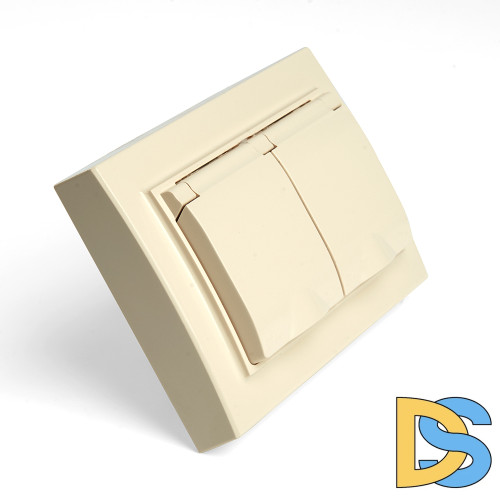 Розетка 2-местная с/з с крышкой Stekker Эрна PST16-9015-02 49137