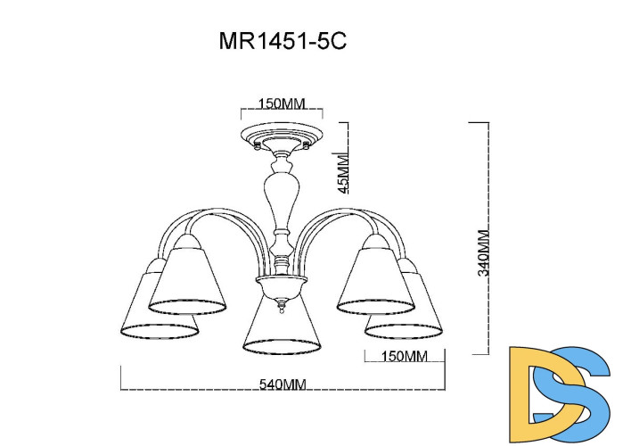 Люстра на штанге MyFar Anna MR1451-5C