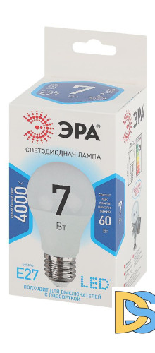Лампа светодиодная Эра E27 7W 4000K LED A60-7W-840-E27 Б0029820