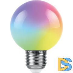 Лампа светодиодная Feron LB-371 шар матовый E27 3W RGB плавная сменая цвета 38115