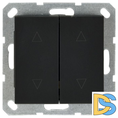 Выключатель двухклавишный Jasmart для жалюзи/штор в комплекте с накладкой 10A 250V черный матовый (soft touch) G3028PB