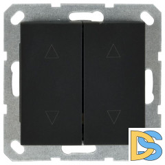 Выключатель двухклавишный Jasmart для жалюзи/штор в комплекте с накладкой 10A 250V черный матовый (soft touch) G3028PB