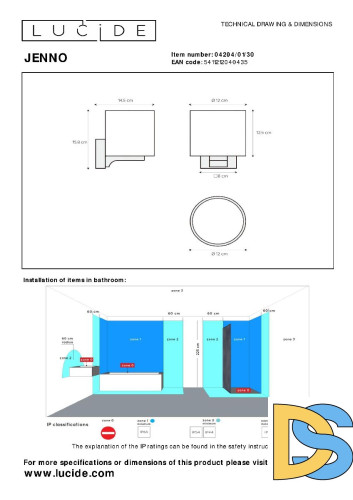 Настенный светильник Lucide Jenno 04204/01/30