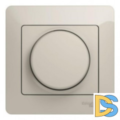 Диммер поворотно-нажимной, 300Вт универсальный(в сборе), Молочный, серия Glossa, Schneider Electric