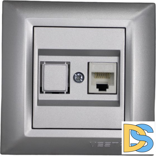 Розетка для сетевого кабеля LAN серебристая Vesta-Electric Roma Silver