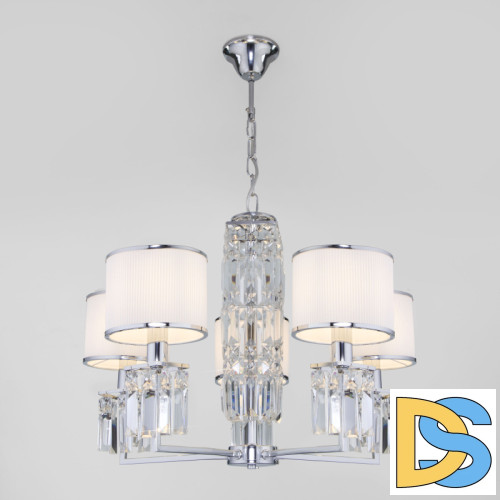 Подвесная люстра Eurosvet Zaffiro 10099/5 хром/прозрачный хрусталь Strotskis (новый абажур)