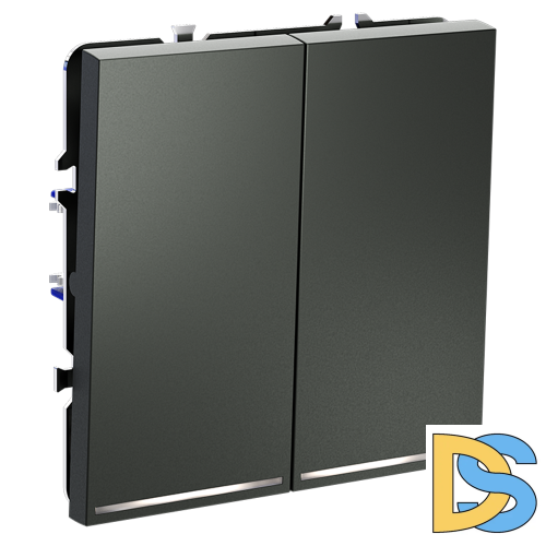 Выключатель встраиваемый VOLTUM S70 двухклавишный с подсветкой 10А, (титан)