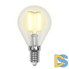 Лампа светодиодная филаментная (UL-00002201) Uniel E14 6W 3000K прозрачная LED-G45-6W/WW/E14/CL GLA01TR